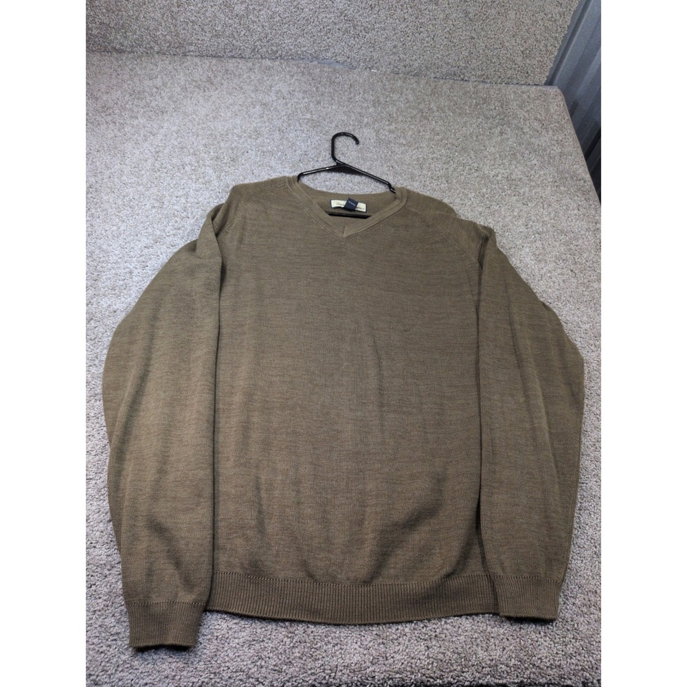 Tommy Bahama Mens XL Olive Green Silk Cotton Blend V-Neck Raglan Sweater